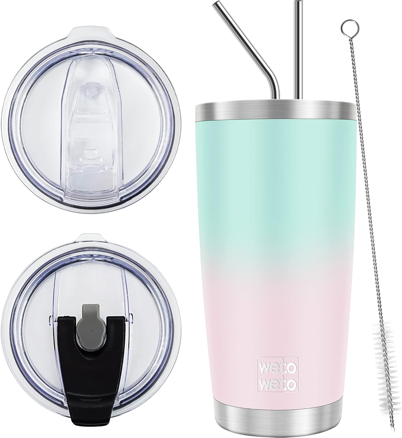 WETOWETO 20oz Insulated Stainless Steel Tumbler. (Green-Pink Gradient. 1 Pack)