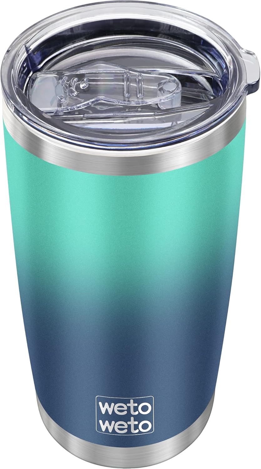 WETOWETO 20oz Insulated Stainless Steel Tumbler. (Green-Blue Gradient. 1 Pack)