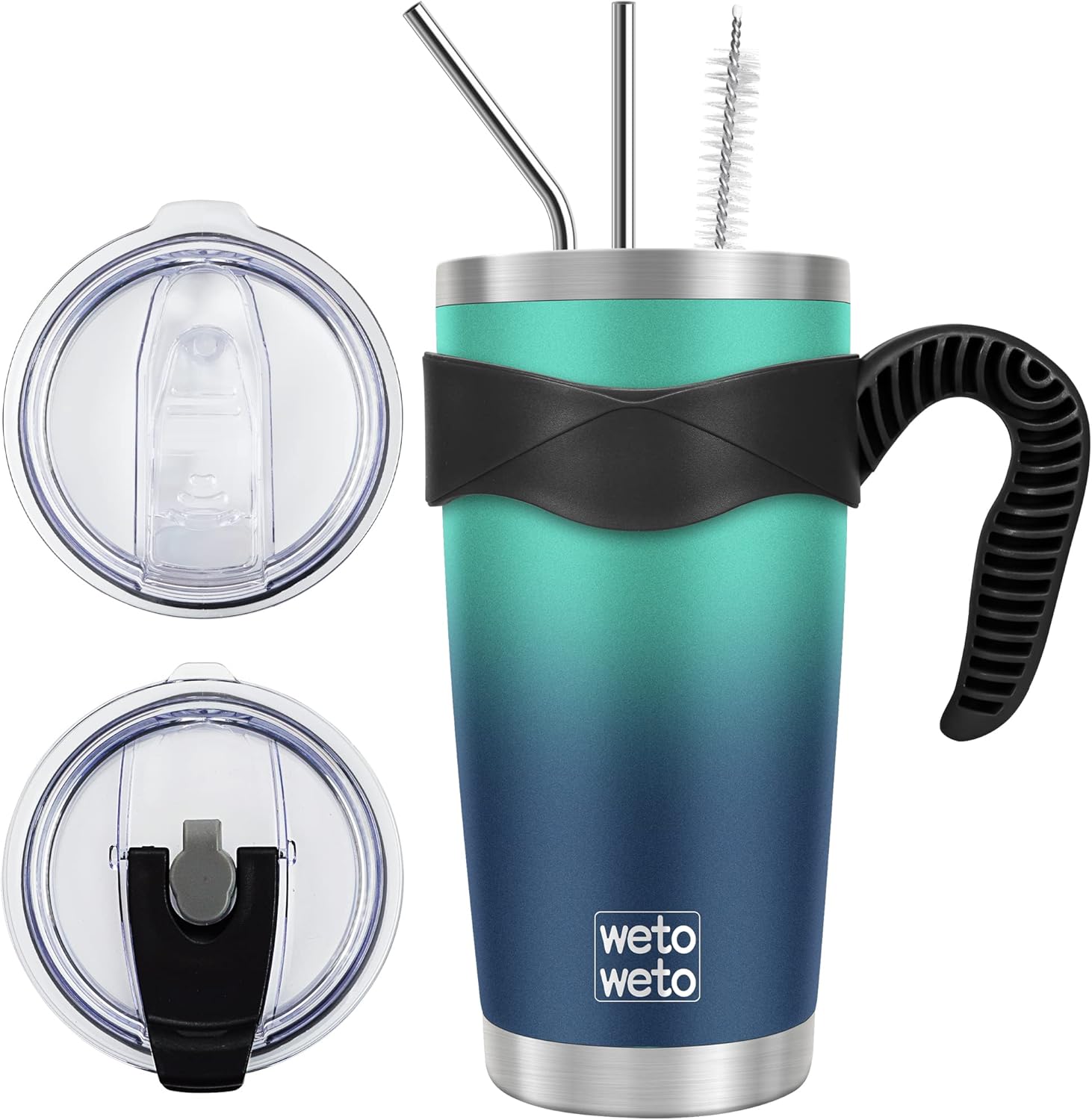 WETOWETO 20oz Insulated Stainless Steel Tumbler. (Green-Blue Gradient. 1 Pack)