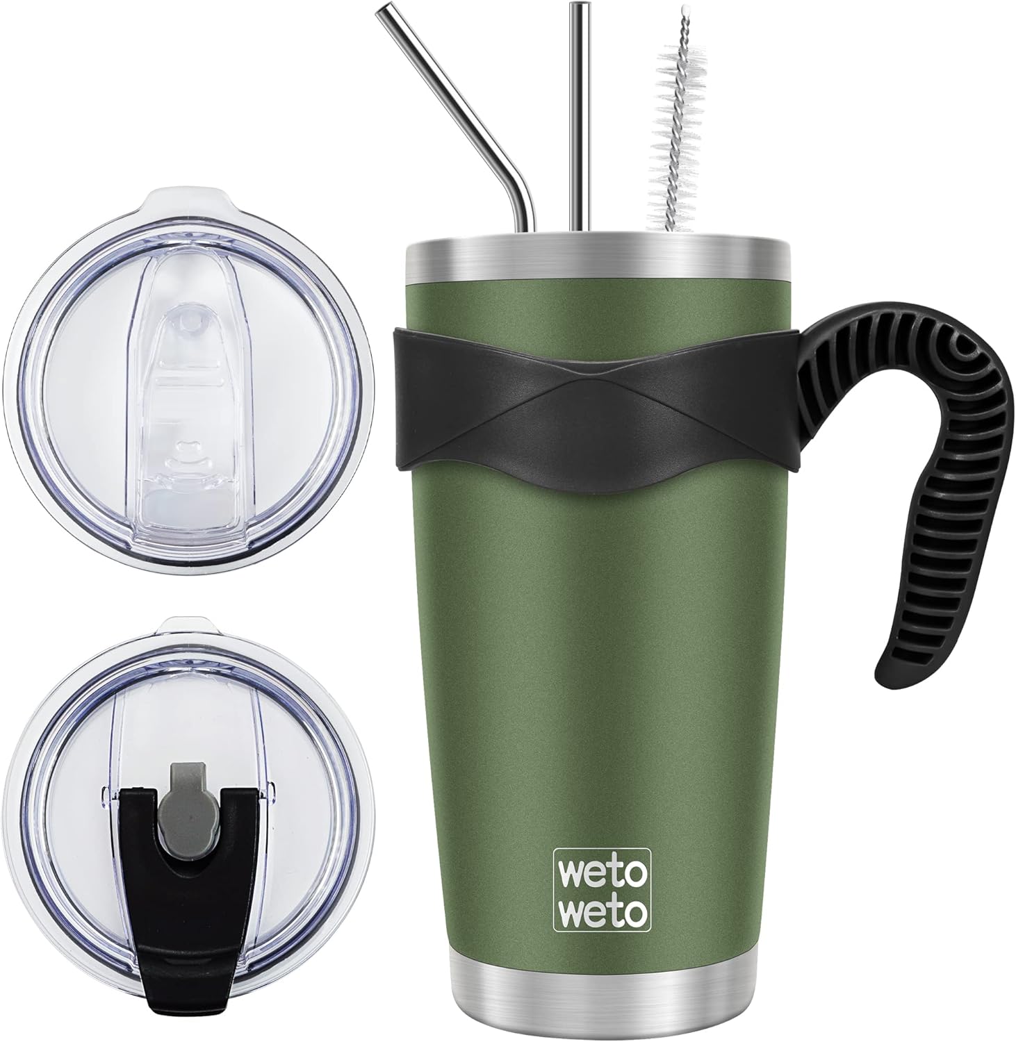 WETOWETO 20oz Insulated Stainless Steel Tumbler. (Army Green. 1 Pack)