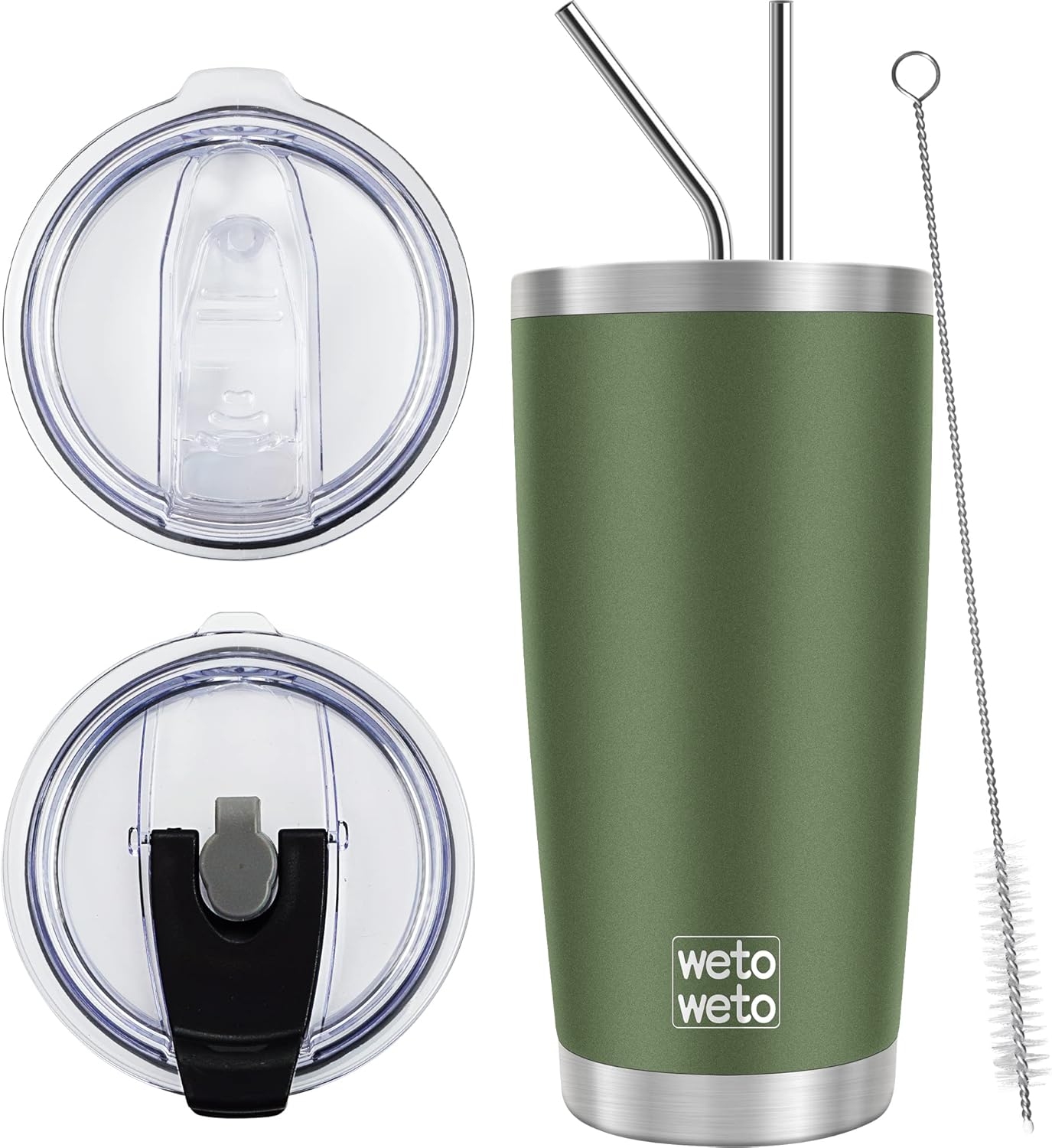 WETOWETO 20oz Insulated Stainless Steel Tumbler. (Army Green. 1 Pack)
